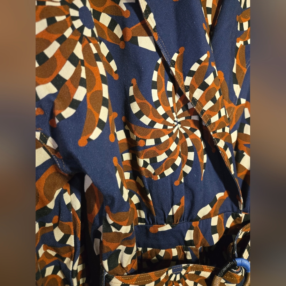 FARM Rio Blue and Brown Swirl Jumpsuit - Picture 3 of 11